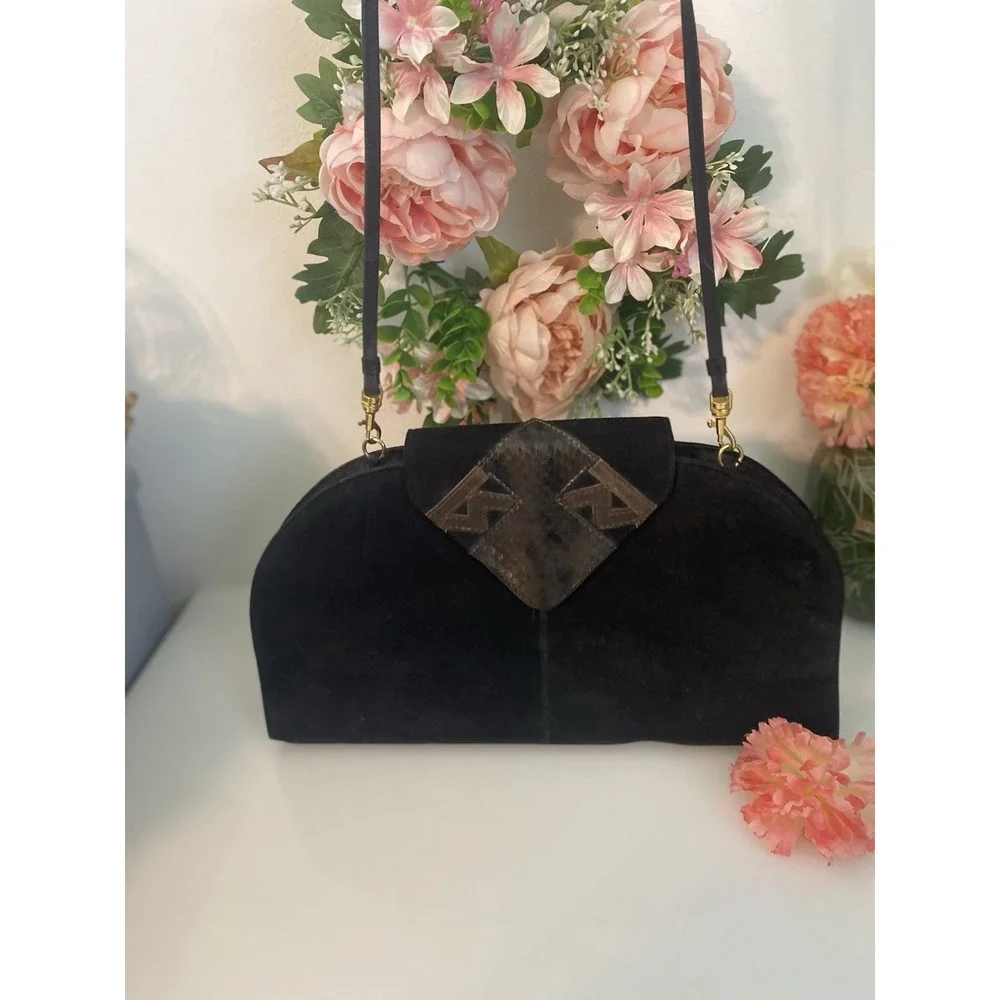Jasmin Genuine Suede Leather Snakeskin Vintage‎ Crossbody Clutch Bag Hong Kong